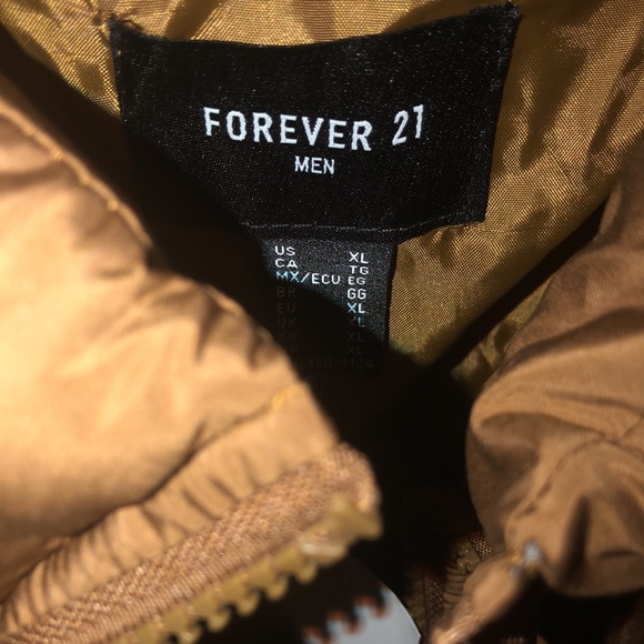 NWT Forever21 mens puffer jacket size XL color tan - Picture 6 of 8